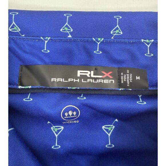 RLX Ralph Lauren Mens Polo Shirt Sz Medium Cocktails Print Performance Golf - Picture 9 of 14